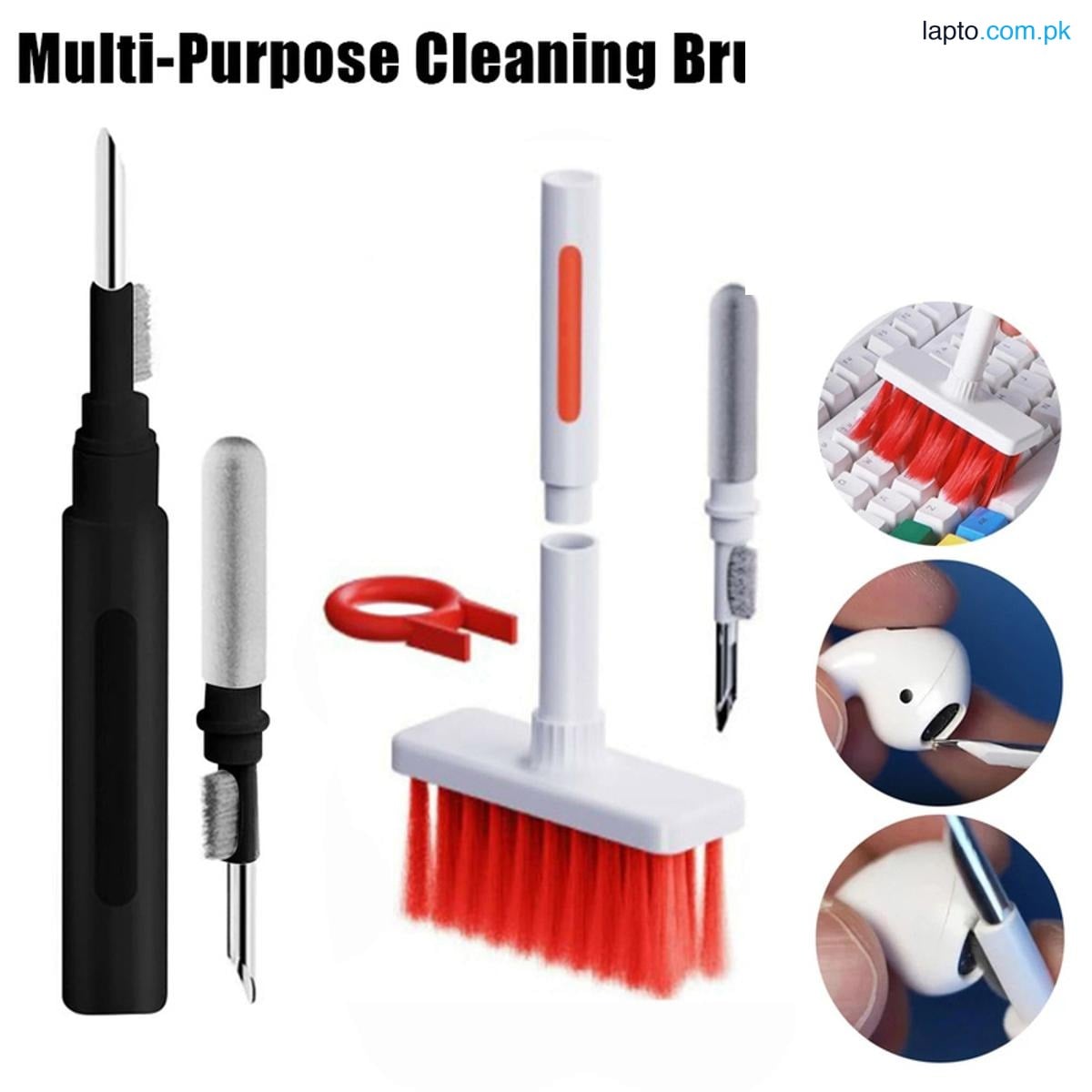 Multi-Function Soft 5 in 1 Gadget Cleaner Mobile Phone Handfree Bluetooth Earphones Headphones Laptop Camera Lens Cleaning Tool Kit Key-Cap Puller for PC Keyboard Computer Flocking Sponge For Airpods Earbuds Case Cover Corner Gap Duster Grove Dust Remover