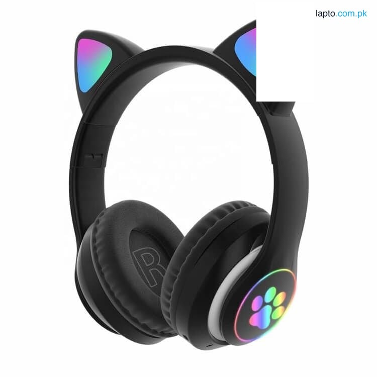 Cat Ear Headphones Wireless Bluetooth Cute Kitty Ears Headset Glowing Lights Foldable Gaming Headphone for Kids Teens Adults