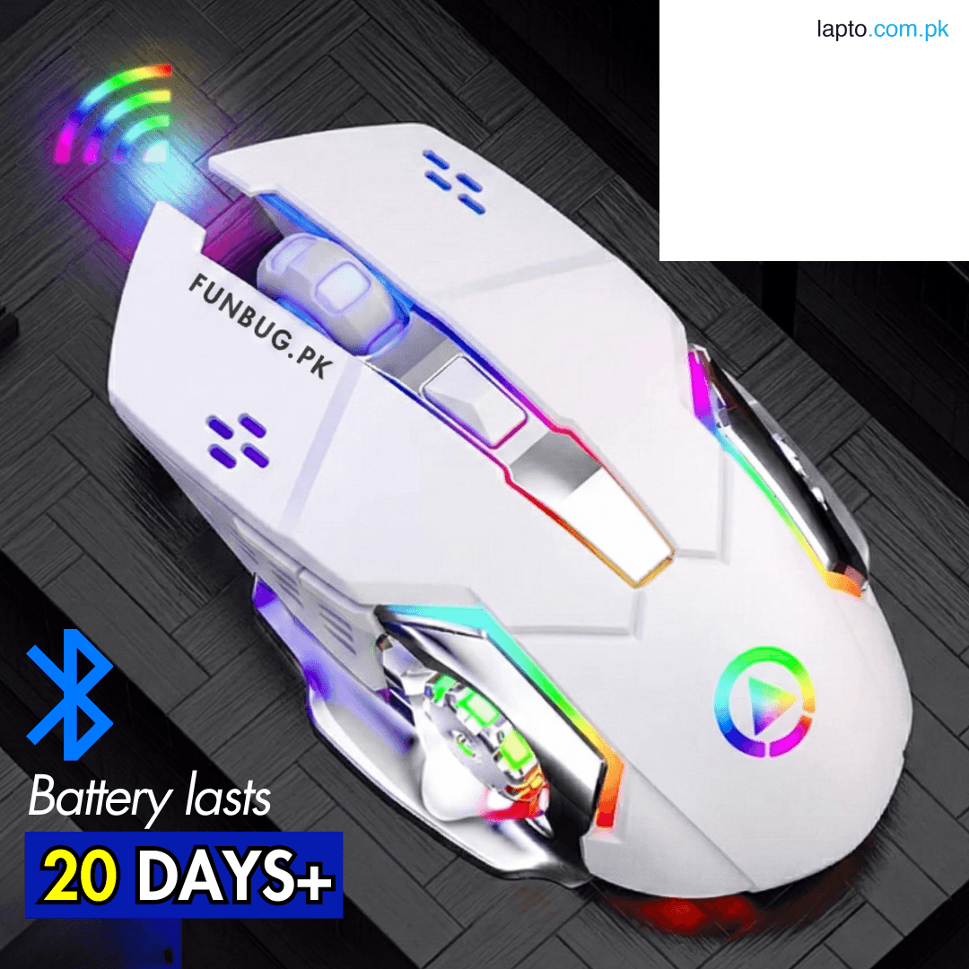 FunBug Wireless Gaming Mouse RGB with 6 Buttons & 3-Levels DPI Control - Breathing LED Light 2.4G Optical Wireless Mouse with MousePad & Side Buttons for Girls PC, Gaming, Laptop, Pubg, Mobile, iPad, Mac OS, Windows - By FunBug