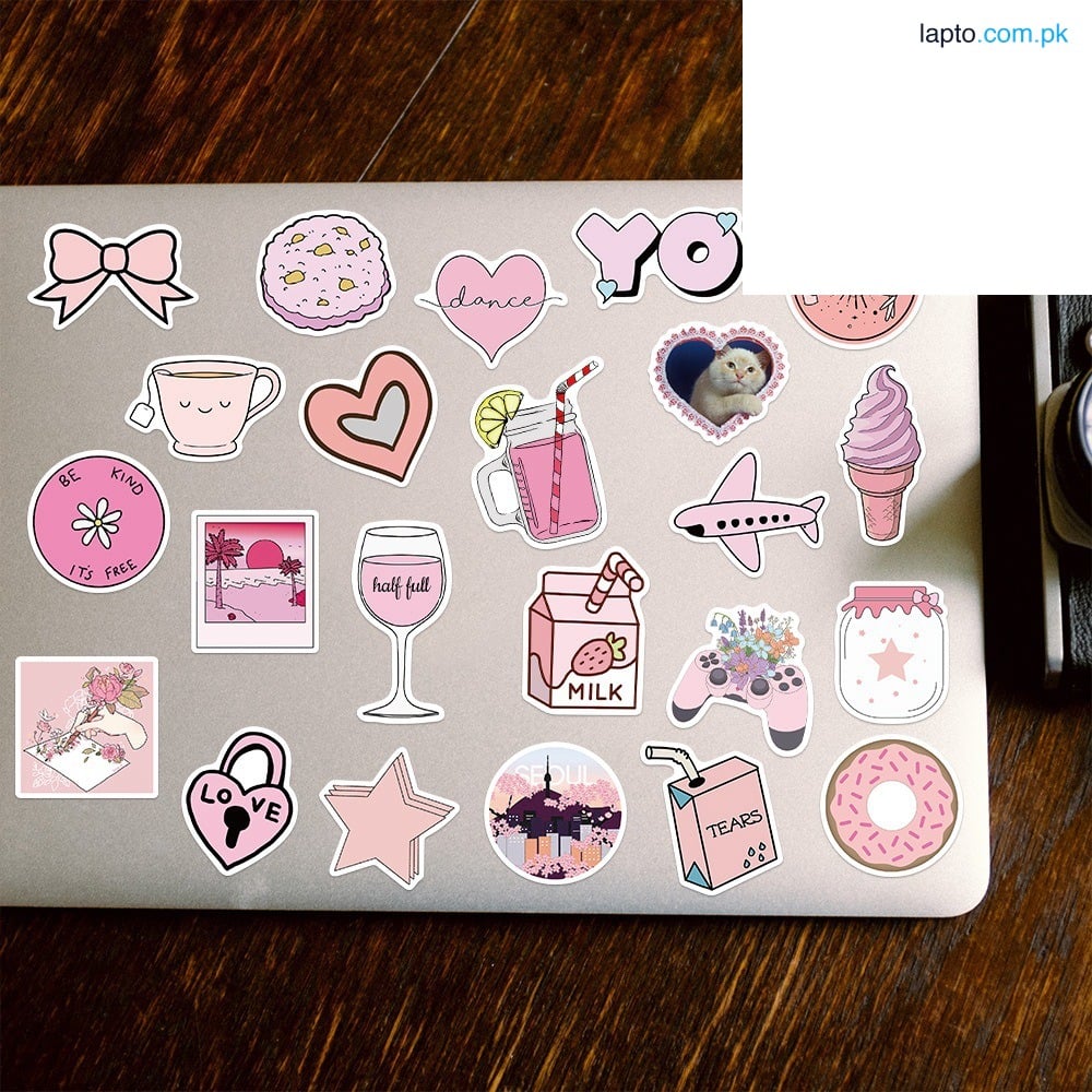 25 /50 pink theme aesthetic stickers for girls laptop ,phone cover,books etc...