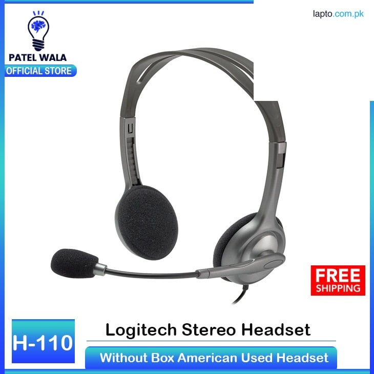 Logi-tech H110 Stereo Headset | Noise Cancelling Mic | 3.5mm Jack for PC/Mac | Online Study, Zoom Calls, Gaming | Lightweight Comfortable Design - PATEL WALA