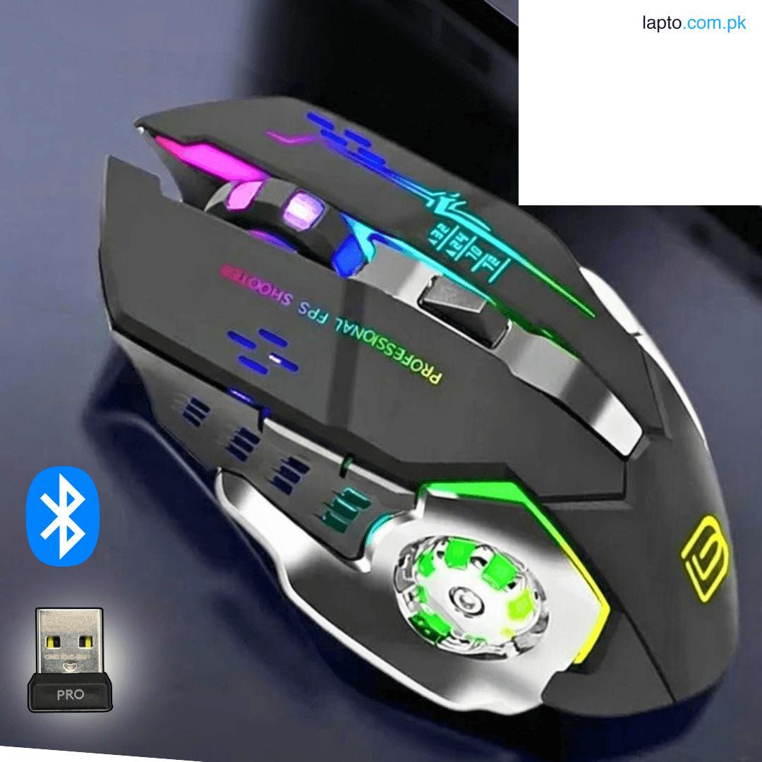 HP WIRELESS GAMING MOUSE 6D 2.4GHZ+BLUETOOH DUAL MODE RGB RECHARGEABLE Mice With Free Mousepad LONG BATTERY TIMING DPI Silent Click