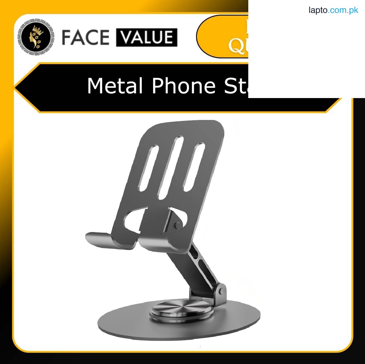 Face Value Metal Cell Phone Stand, Multi-Angel Adjustable 360° Rotation Non-Slip Metal Phone Stand Compatible with iPhone 16 Pro Max and All Smartphones Random Color