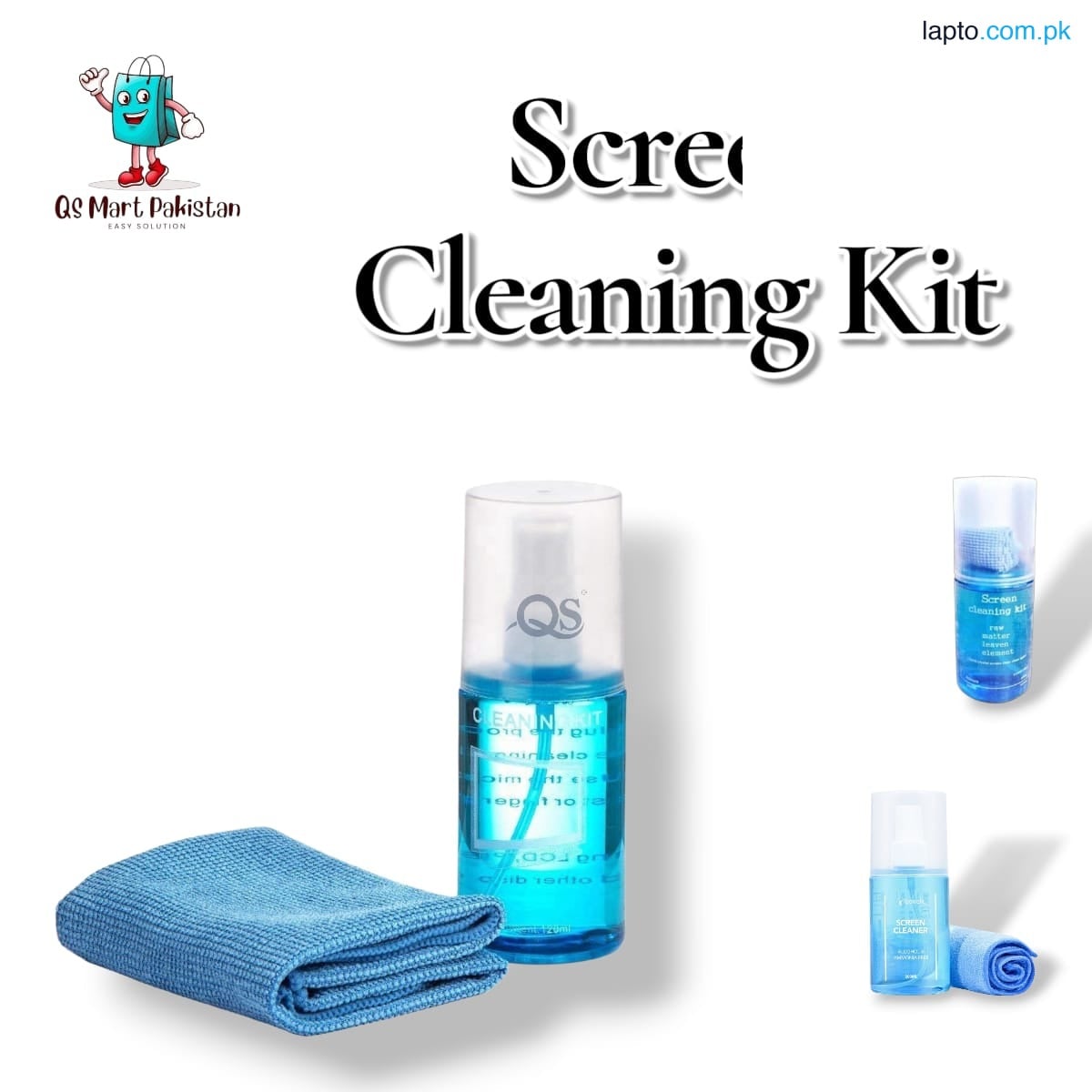 QS Electronic Screen Cleaning Kit LCD LED Screen Wipes, 120ml Spray Screen Cleaner with Microfiber Cloth for Laptops, Mobile Phones, TV, Monitors and More