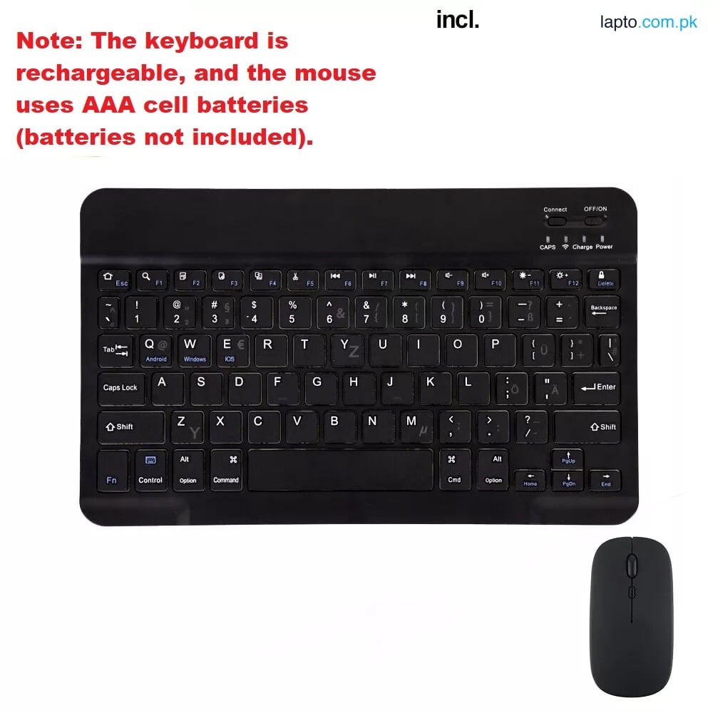 Rechargeable Wireless Bluetooth Enable Keyboard & Mouse Combo | Ultra-Slim Portable Keyboard for Mobile Phone, Tablet, Laptop & PC | Compatible Bluetooth Keyboard Mouse Set for Android, iOS, Windows | Quiet Keys, Long Battery, Lightweight Design