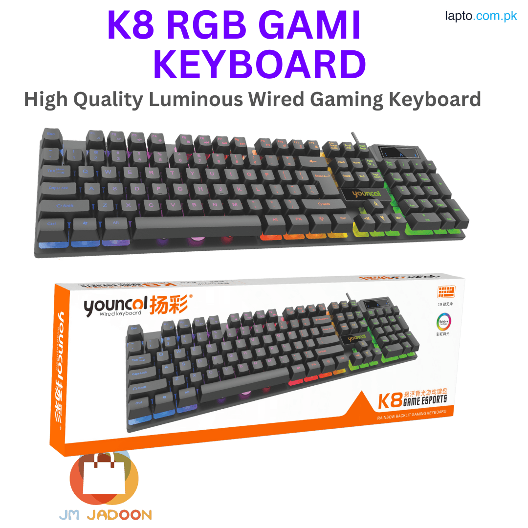K8 Multi Layer RGB Gaming Keyboard, Mechanical Feel Keys, Multi Color RGB Backlight, USB Wired Keyboard for PC & Laptop Luminous Keyboard Only