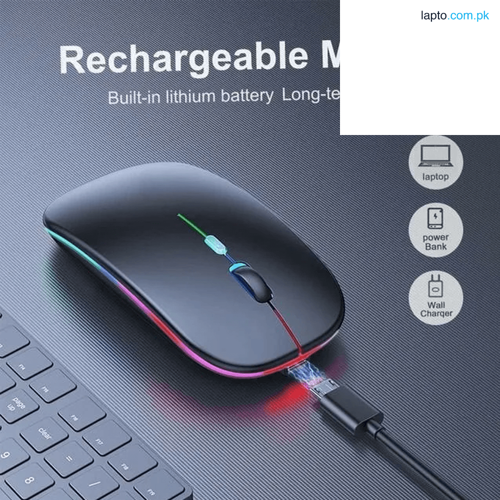 HP W10 Wireless Optical Rechargeable Mouse with RGB Lighting | 1600 DPI Adjustable | Silent Click Technology | Ultra-Thin Ambidextrous Ergonomic Design | BlueTrack Tracking | Long Range Wireless