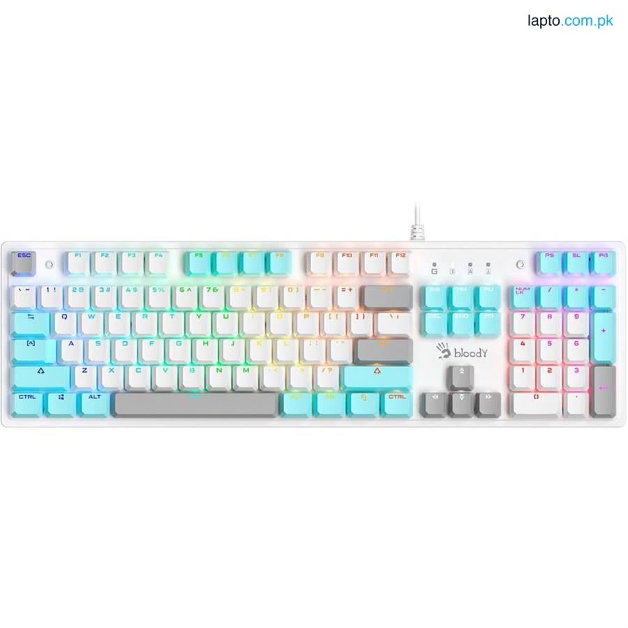 Bloody S510N RGB Gaming Keyboard BLMS Brown Switch - White Mechanical Switch Neon