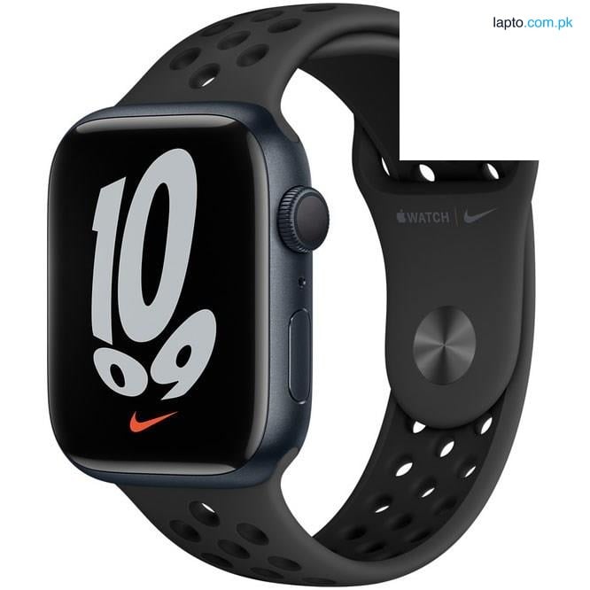 Apple Watch Series 7 Aluminum Nike Case Anthracite - Black Sport Band GPS-45mm