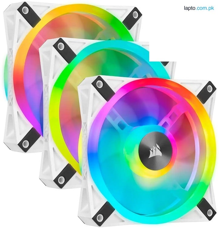 Corsair iCUE QL120 RGB 120mm PWM White Fan — Triple Fan Kit with Lighting Node CORE CO-9050104-WW