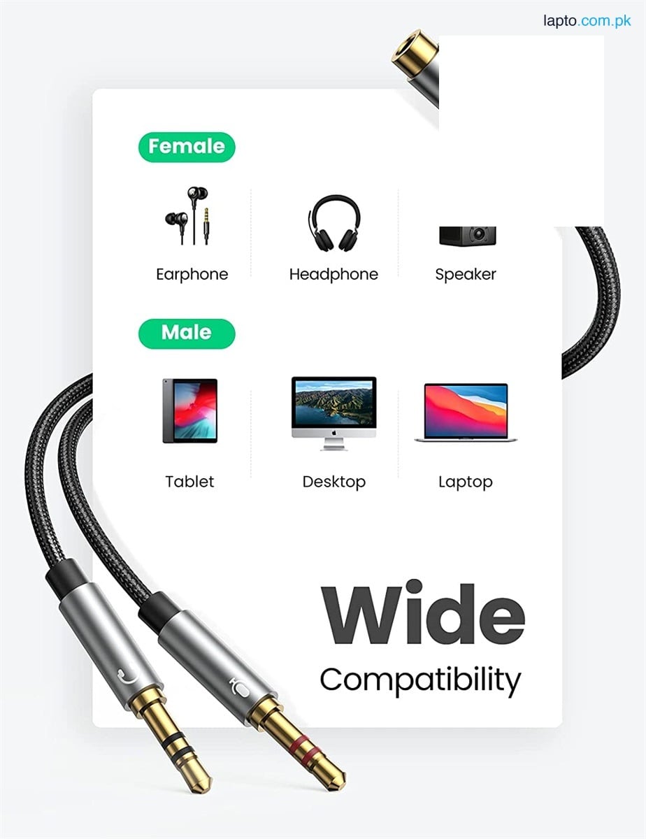 UGreen Headphone Splitter For Computer 3.5mm Female To 2 Dual 3.5mm Male Headphone Mic